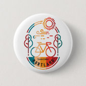 Retro Portland fietspad Ronde Button 5,7 Cm (Voorkant)