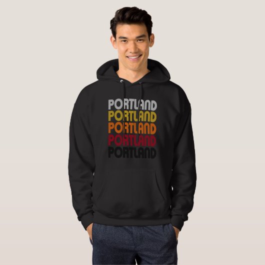 Retro Portland Hooded Pullover Sweatshirt (Voorkant volledig)