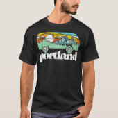 Retro Portland Oregon Hippie Van Mountains Trees   T-shirt (Voorkant)