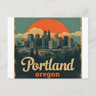 Retro Portland Oregon Silhouet Vintage Reis Briefkaart