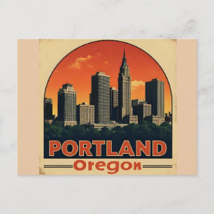 Retro Portland Oregon Silhouet Vintage Reis Briefkaart