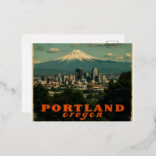 Retro Portland Oregon Silhouet Vintage Reis Folie Feestdagen Briefkaart