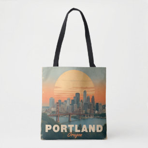Retro Portland Oregon Silhouet Vintage Reis Tote Bag