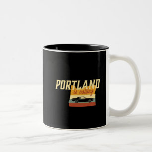Retro Portland Oregon USA City Map Tweekleurige Koffiemok
