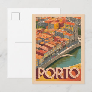 Retro Porto Stad portugal reis geschenken Briefkaart