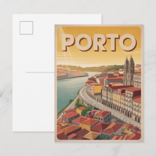 Retro Porto Stad portugal reis geschenken Briefkaart