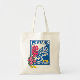 Retro Positano Italië Kunst Vintage Reis Souvenir Tote Bag