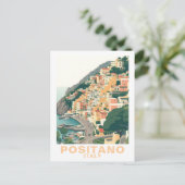 Retro Positano, Italy Europe Town Briefkaart (Staand voorkant)
