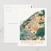 Retro Positano, Italy Europe Town Briefkaart (Voorkant / Achterkant)