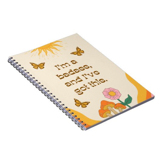 Retro Positieve Girly Zelf Motivatie Quote Notitieboek (Rechterzijde)