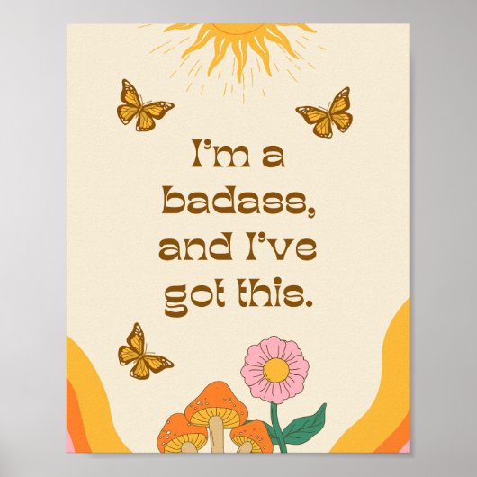 Retro Positieve Girly Zelf Motivatie Quote Poster (Voorkant)