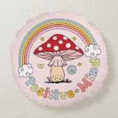 Retro Positieve paddenstoel Boho Hippie Sierkussen Rond Kussen (Achterkant)