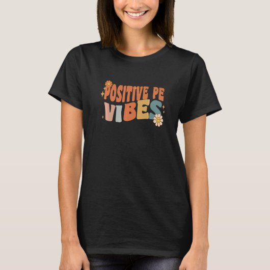 Retro Positive Pe Vibes Teacher Women Kids T-shirt (Voorkant)