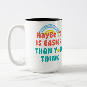 Retro Positive Quote Tweekleurige Mok, 450 ml Koffiemok