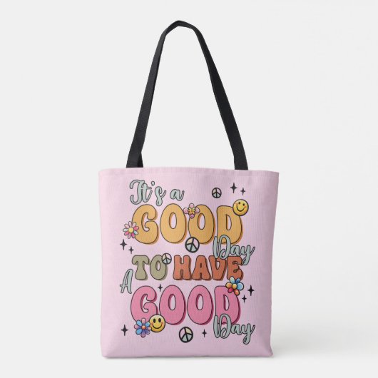 Retro positiviteit "Het is een goede dag" Tote Bag (Achterkant)