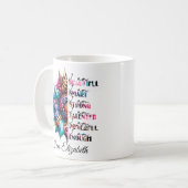 Retro positiviteit "Ik ben mooi, slim, sterk" Koffiemok (Voorkant links)