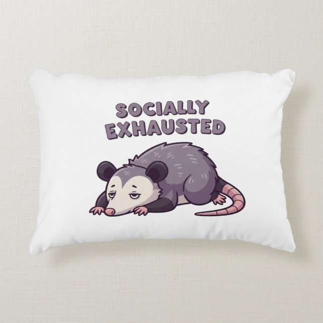 Retro Possum Socially Exhausted Rectangular Pillow Accent Kussen (Voorkant)