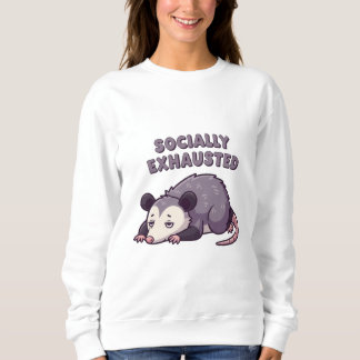 Retro Possum Socially Exhausted Women’s Sweatshirt