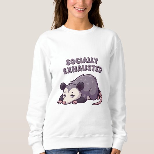 Retro Possum Socially Exhausted Women’s Sweatshirt (Voorkant)