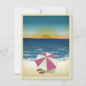 Retro Post Card Geïnspireerd beach scène uitnodige Kaart (Achterkant)
