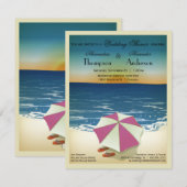 Retro Post Card Geïnspireerd beach scène uitnodige Kaart (Voorkant / Achterkant)