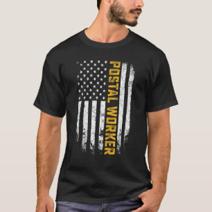 Retro  Postal Worker Amerikaanse vlag Verenigde St T-shirt