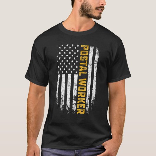 Retro  Postal Worker Amerikaanse vlag Verenigde St T-shirt (Voorkant)