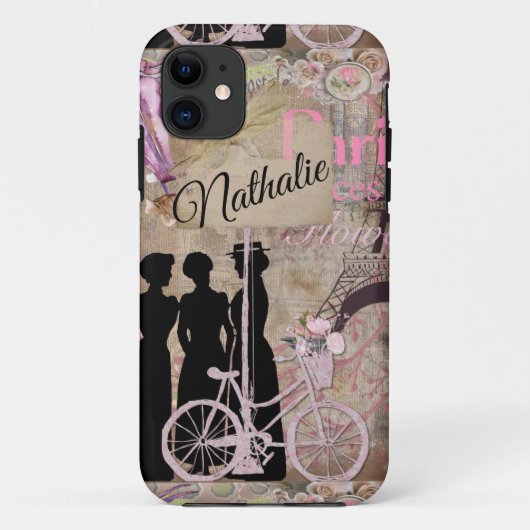  Retro Postale French Scrapbook Case-Mate iPhone Case (Achterkant)