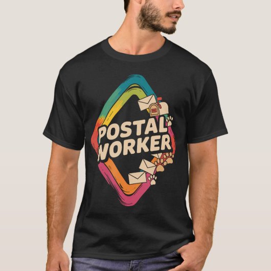 Retro Postbode die dagelijks post bezorgt T-shirt (Voorkant)