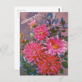 Retro postcard bouquet of pink georgines briefkaart (Voorkant / Achterkant)
