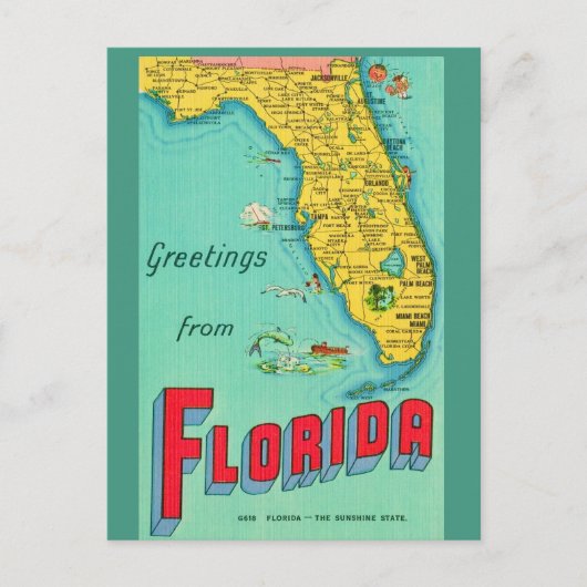 Retro Postcard of Florida  Briefkaart (Voorkant)