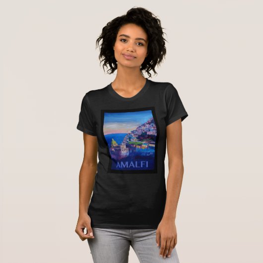 Retro Poster Amalfi kust italië T-shirt (Voorkant volledig)