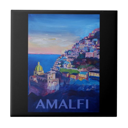 Retro Poster Amalfi kust italië Tegeltje (Voorkant)