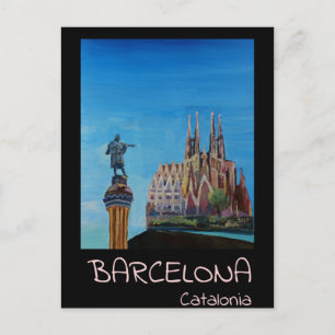 Retro Poster Barcelona Briefkaart