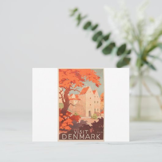  Retro Poster bezoek Denemarken Briefkaart (Staand voorkant)