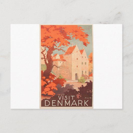 Retro Poster bezoek Denemarken Briefkaart (Voorkant)