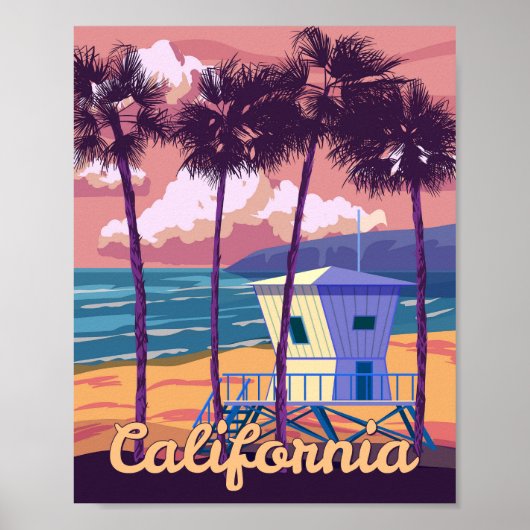 Retro Poster California. Lifeguard house (Voorkant)