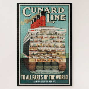 Retro poster Cunard oceanische lijnboot luxe steam Legpuzzel