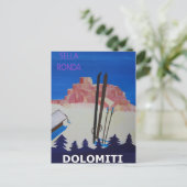 Retro Poster Dolomiti Italië op Sella Ronda Briefkaart (Staand voorkant)
