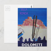 Retro Poster Dolomiti Italië op Sella Ronda Briefkaart (Voorkant / Achterkant)