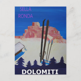 Retro Poster Dolomiti Italië op Sella Ronda Briefkaart