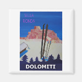 Retro Poster Dolomiti Italië op Sella Ronda Magneet (Voorkant)