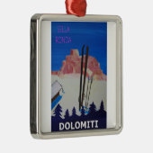Retro Poster Dolomiti Italië op Sella Ronda Metalen Ornament (Rechts)