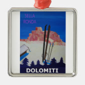 Retro Poster Dolomiti Italië op Sella Ronda Metalen Ornament (Voorkant)
