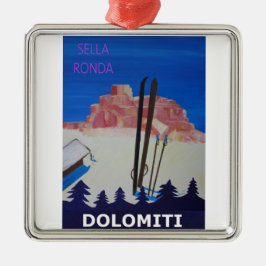 Retro Poster Dolomiti Italië op Sella Ronda Metalen Ornament