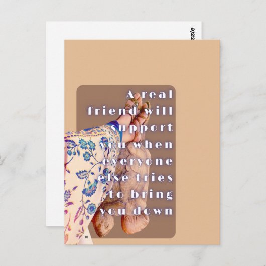 Retro poster ECHTE VRIENDSCHAP Dame en haar schild Briefkaart (Voorkant / Achterkant)