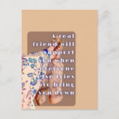 Retro poster ECHTE VRIENDSCHAP Dame en haar schild Briefkaart (Voorkant)