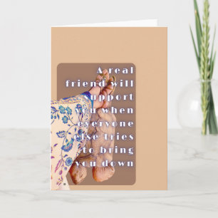 Retro poster ECHTE VRIENDSCHAP Dame en haar schild Kaart