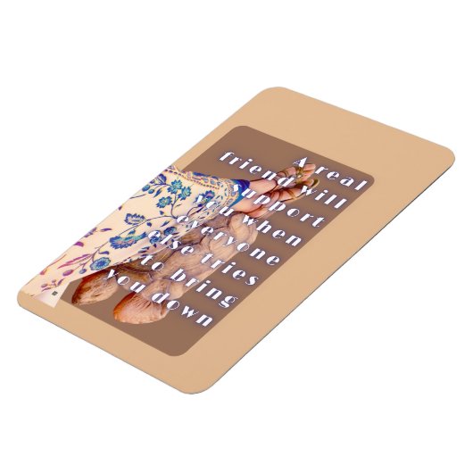 Retro poster ECHTE VRIENDSCHAP Dame en haar schild Magneet (Linkerzijde)