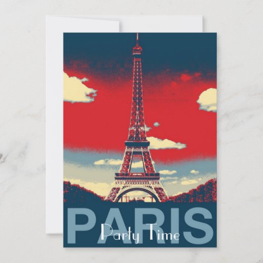 retro poster  France Paris Effiel Tower Kaart (Voorkant)